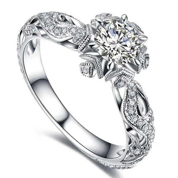 Wedding Rings Women Jewelry Round Flower Crystal Accessories