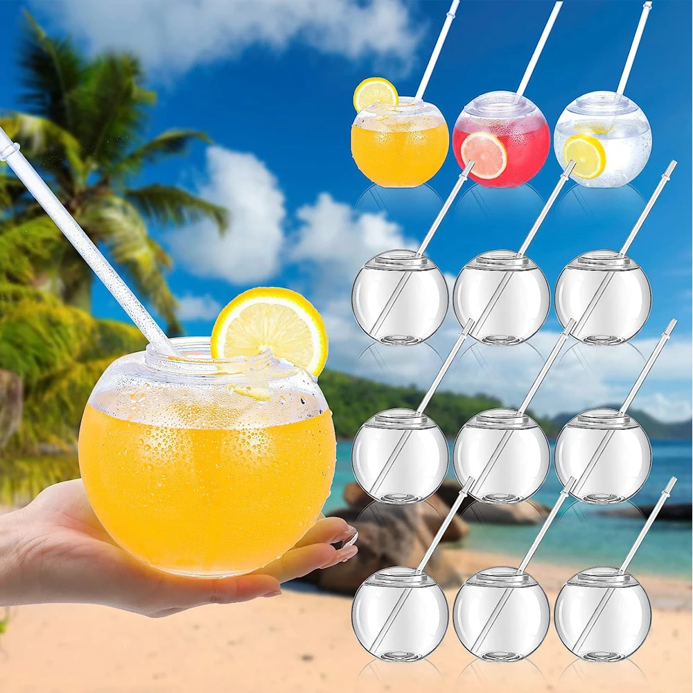 Fish Bowls for Drinks with Lids and Straws 22 oz Fishbowl Cups Clear  Plastic Fish Bowls Reusable Fish Bowl Drink Cups Spherical - AliExpress
