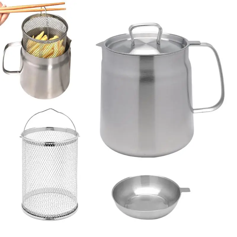 

Oil Storage Pot Oil Grease Container Strainer With Ergonomic Handle Deep Fryer Pot For Bacon Grease Frying Oil Coconut Oil