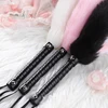 56CM PU Leather  Handle Foxtail Horse Whip Spanking Whip for Horse Training 3
