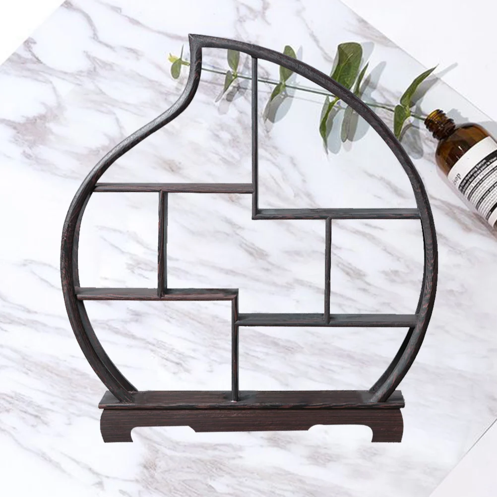 

Rosewood Crafts Shelf Compartment Traditional Chinese Rosewood Round Wooden Display Shelf for Tea Pots Crafts Figurines (