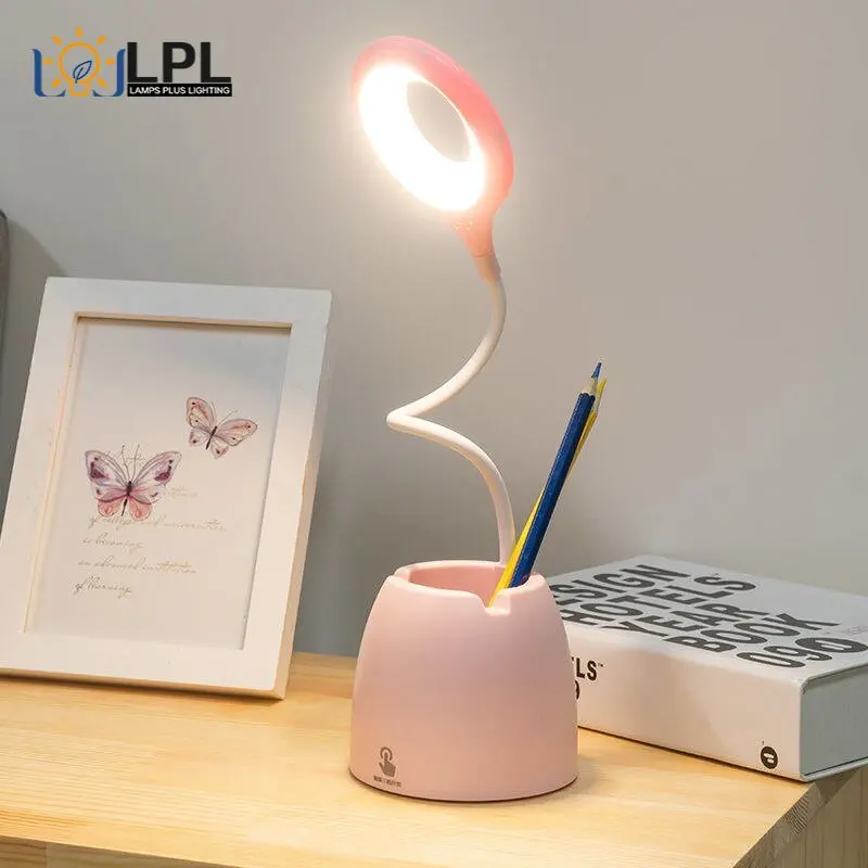 

Table Lamp LED Office Flexo Desk Lamp with Pen Holder USB Rechargeable Touch Stepless Dimming Light Eye Protection Reading Lamp