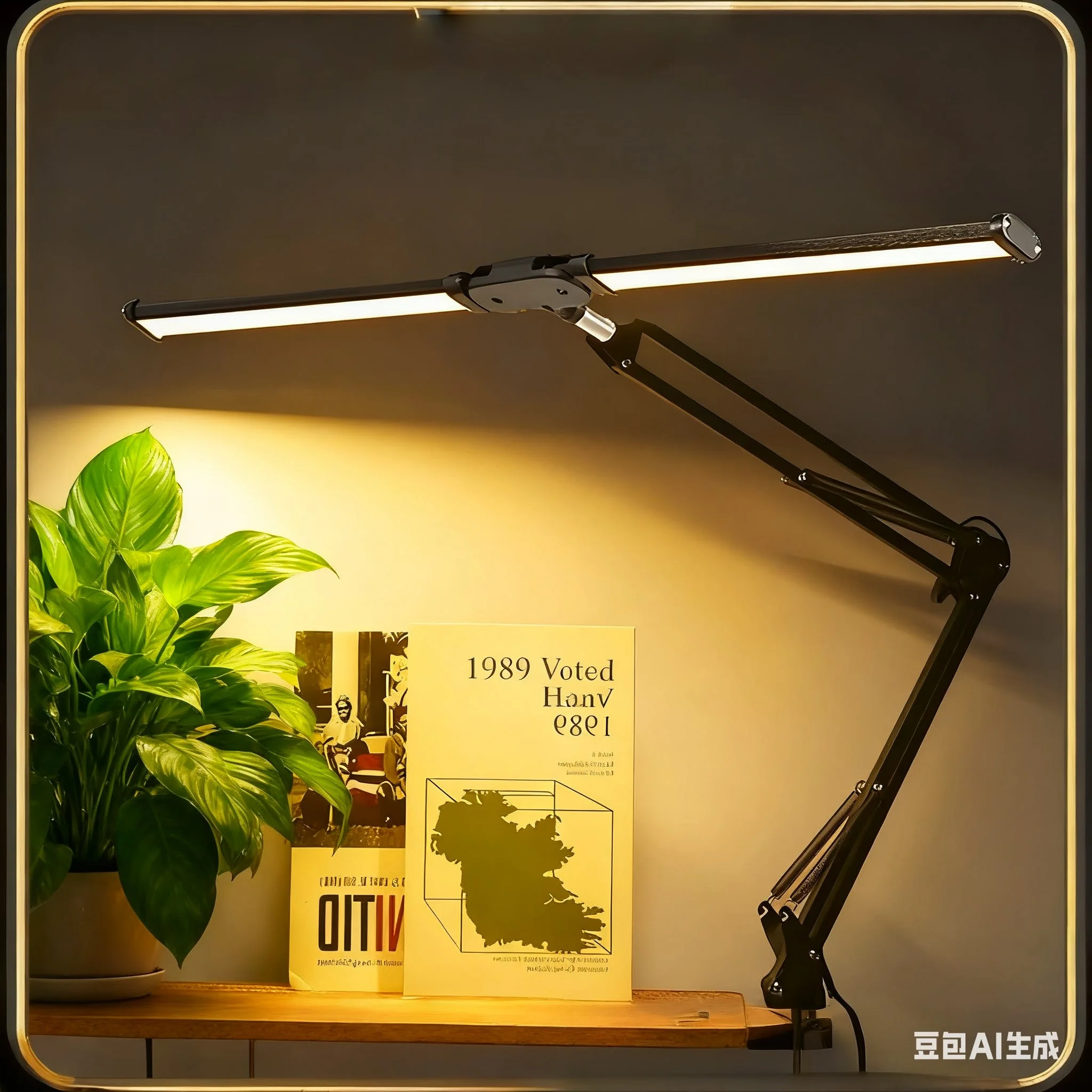 Lampada Da Scrivania A LED Con Doppio Braccio, 5 Colori E 10 Luminosità, Timer 45', Touch Control, Porta USB, Nero