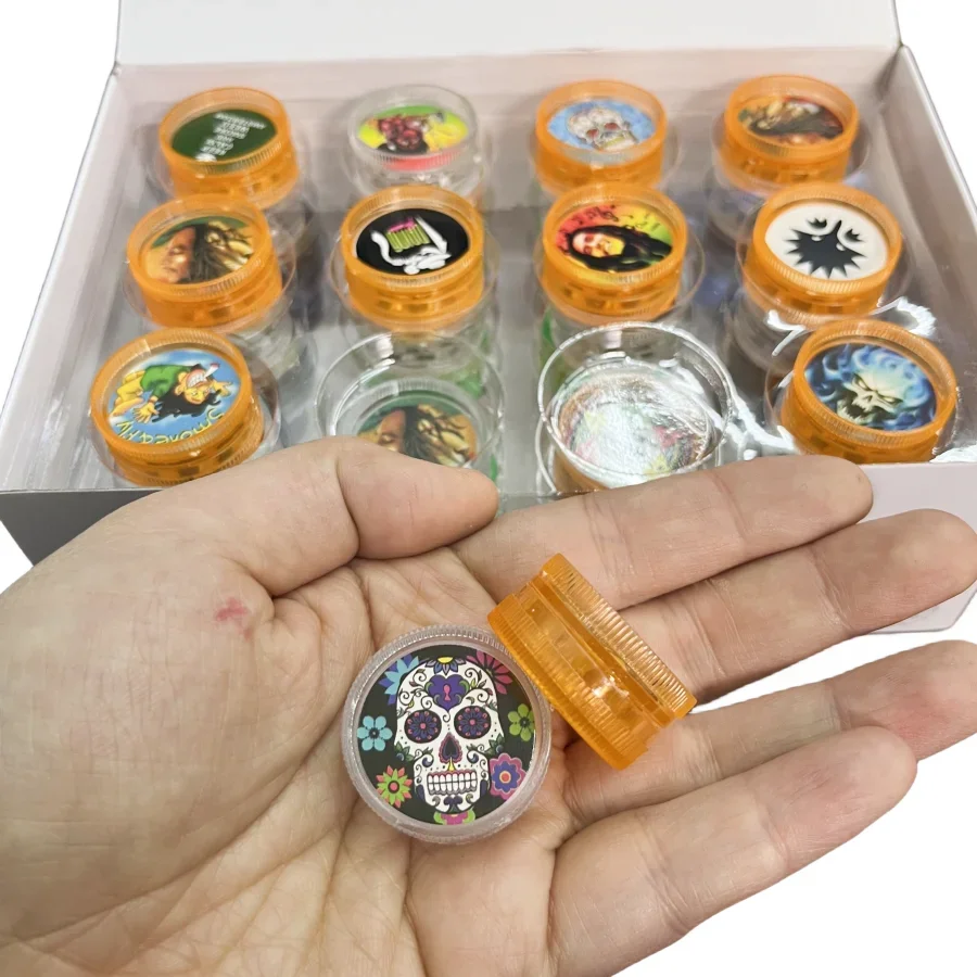 48Pcs/Pack Grinder Dia 30MM 2Layers Mini Plastic Pepper Mill Spice Crusher Smoking Tobacco Tool Accessories Mixed Color,herb grinder,smoking accessories,tobacco smoking accessories,tobacco grinder,manual spice grinder