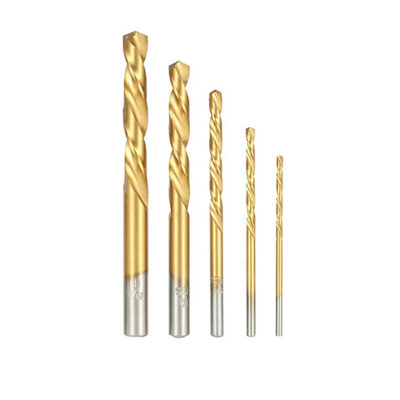 

5-piece Broken Screw Remover Screw Left-handed Reverse Rotation Drill Remover Titanium Plated Twists Drill Hand Tools