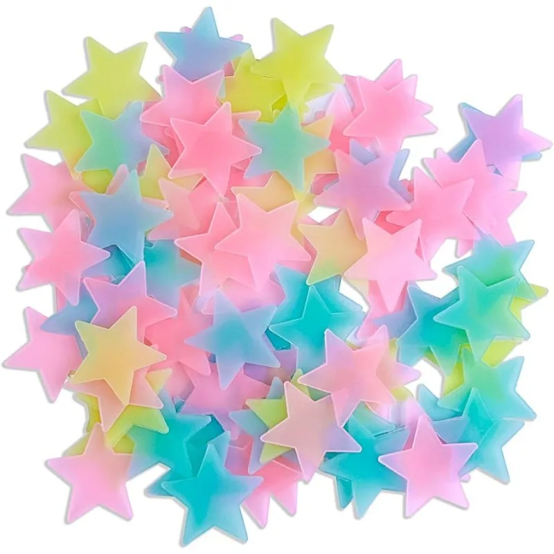 100pcs Luminous Fluorescent Wall Stickers 3D Stars Glow In The Dark Wall Stickers For Kids Baby Room Bedroom Ceiling Home Decor luminous wall stickers fluorescent stickers 3d wall stickers