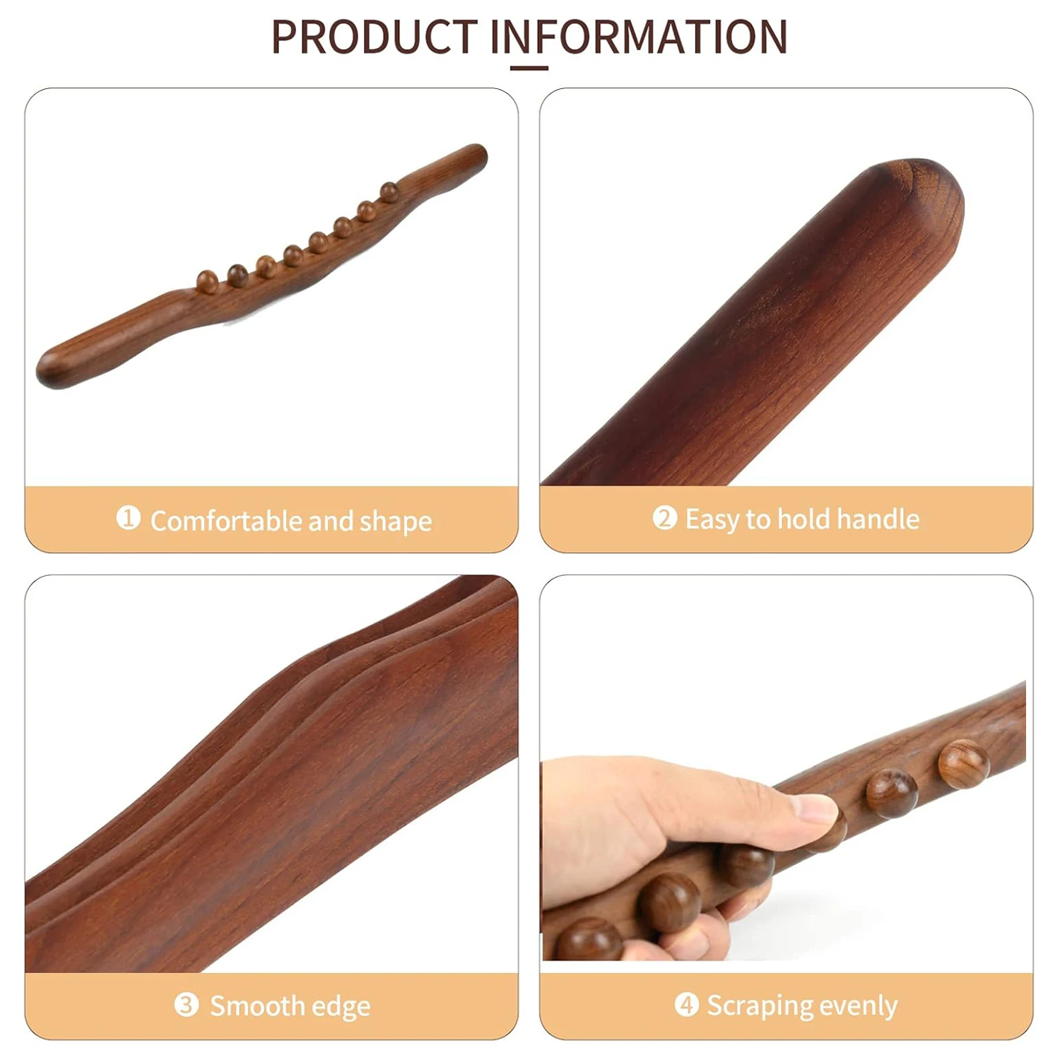 Wood Therapy Lymphatic Drainage Massage Stick Myofascial Release Tool Back Muscles Relaxing Acupuncture Massager Body Sculpting