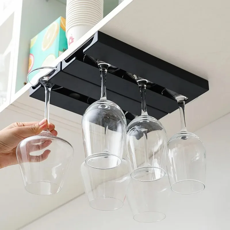 Kitchen Cabinet Wine Glass Rack Free Punching Holder Multi-Function Goblet Classification up Organizer Hanging Holder Shelf