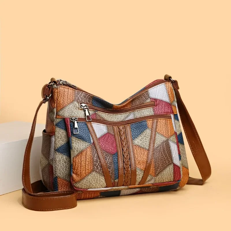 Luxury Women's Crossbody Bags Fashion Multi-pockets Women Handbags Vintage Colorful Plaid Commuting Shoulder Bag For Daily Used