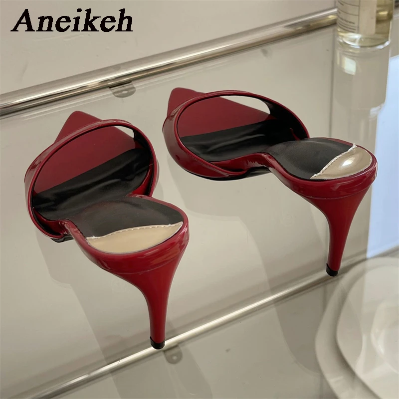 Aneikeh PU Slim High Heels – Pointed Open-Toe Anti-Slip Mules 4