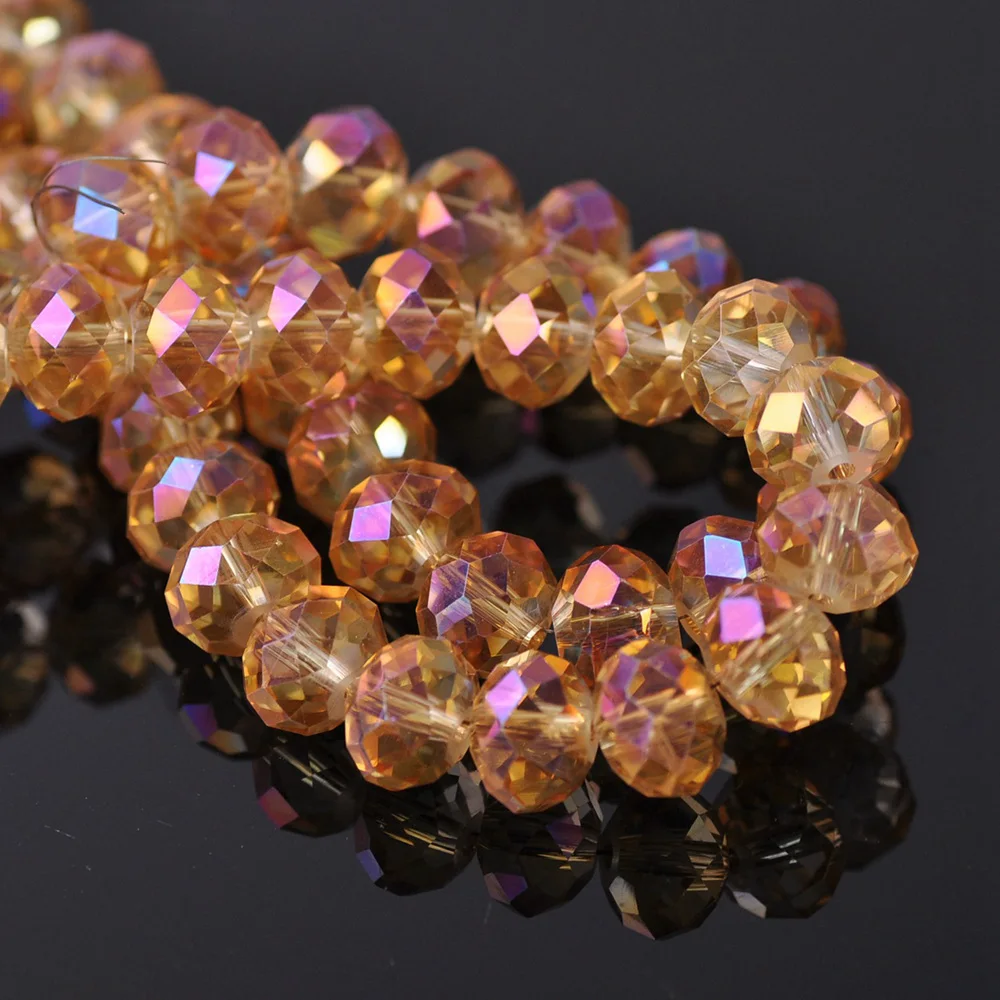 Golden Rose Rondelle Faceted Czech Crystal Glass 3mm 4mm 6mm 8mm 10/12