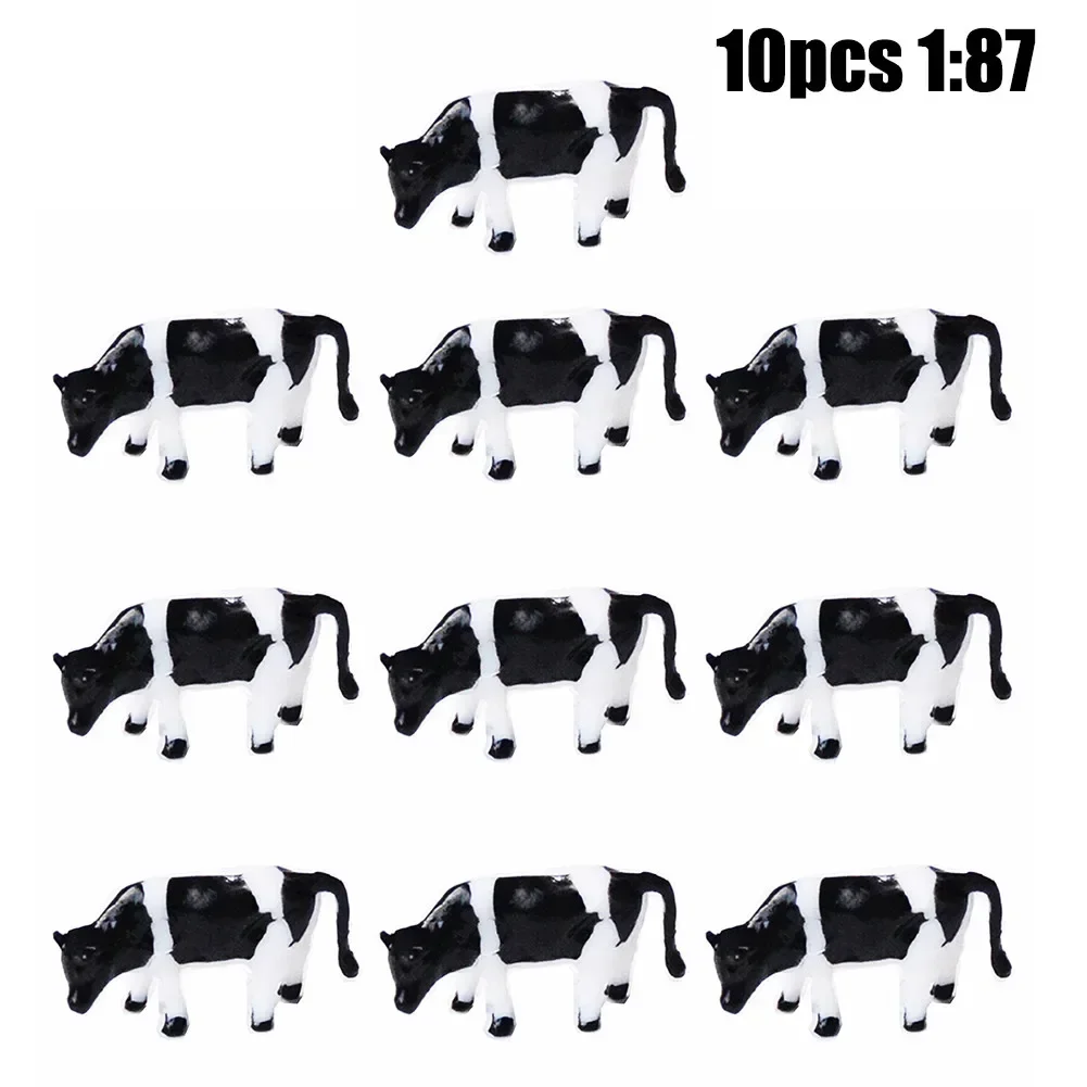 10PCS Realistic 1 87 Scale HO/OO Gauge 00 Black & White Cow Models For Your Model Railway Pack Model DIY Model Accessories 2