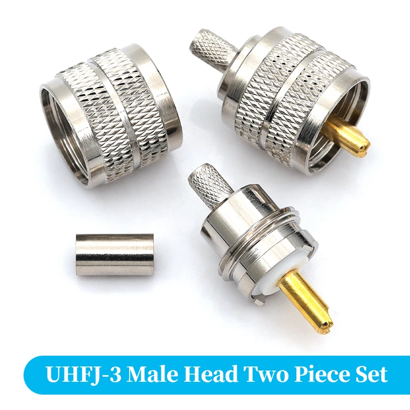 Premium SO239 PL-259 RF Coaxial Adapter - Male to Female Plug Crimp Connector (1/3/5PCS)