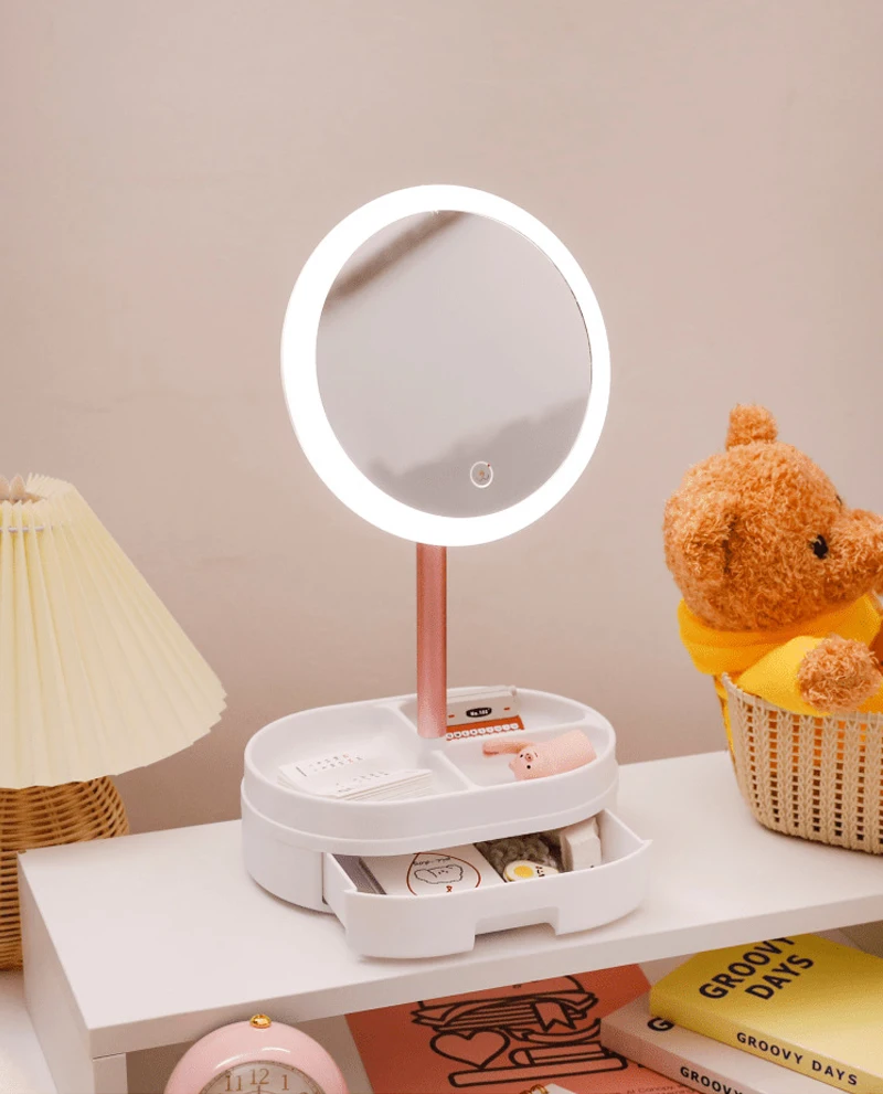 Desk LED Lighted Touch Screen Portable Mini Makeup Mirror Multi