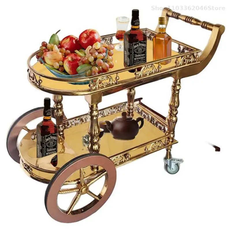 Hotel Snack Cart Three-layer Wine Cart Tea Stainless Steel Roast Duck Pieces Mobile Dining Truck Commercial