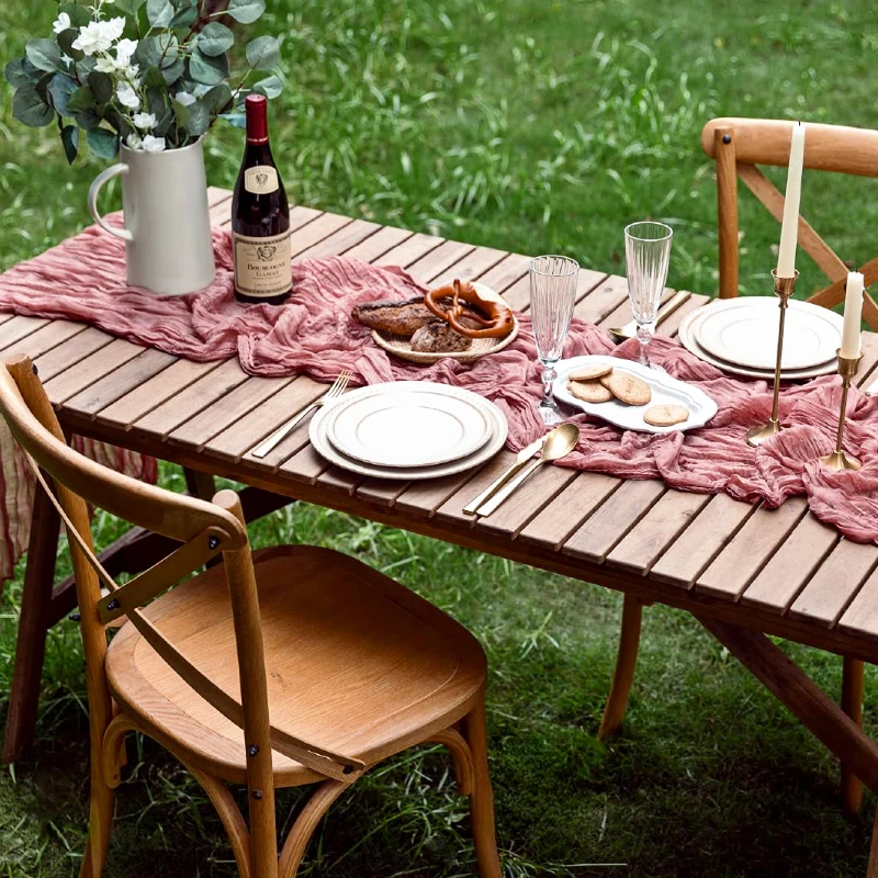 Chemin de Table de Mariage en Gaze de Coton Terracotta, Serviettes  Naturelles Rouillées, Décorations de Noël pour la Maison, 63x300/500cm -  AliExpress