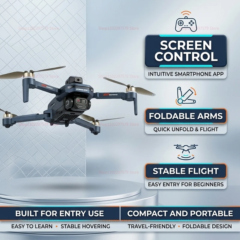 Nuovo Drone GT8 Pieghevole con Evitamento Ostacoli, GPS, WIFI, Telecamera HD 8K, GPS Professionale e Doppia Fotocamera - Image 2