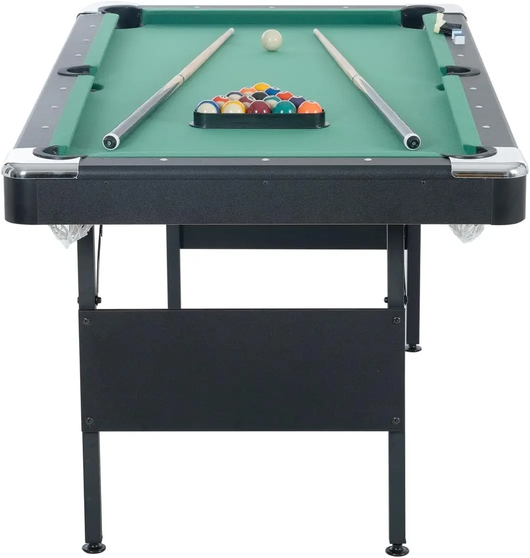 2025-hot3 in 1 Pool Ping Pong Dining Combo, 65.75in Foldable Billiard/Table Tennis, With Billiard and Tennis Paddles Accessories