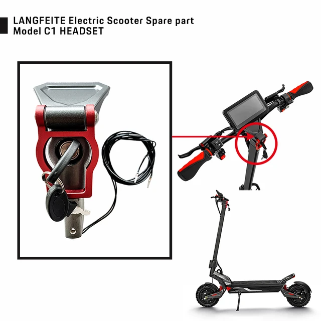 LANGFEITE Electric Scooter Model C1 Parts Original Accessories Aluminum HEADSET with switch with