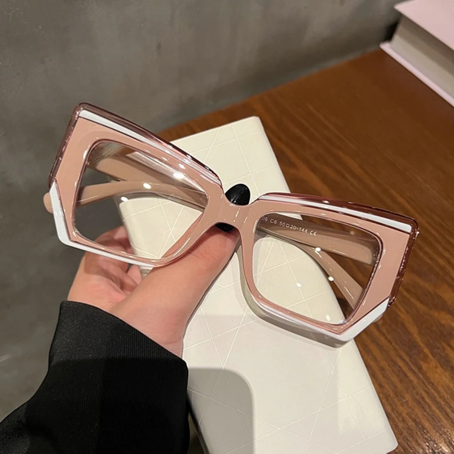 Cat Eye Anti Blue Light Glasses Women Trendy Polygonal Vintage Luxury Design Eyeglasses Ladies Fashion Irregular Square Eyewear anti blue light glasses