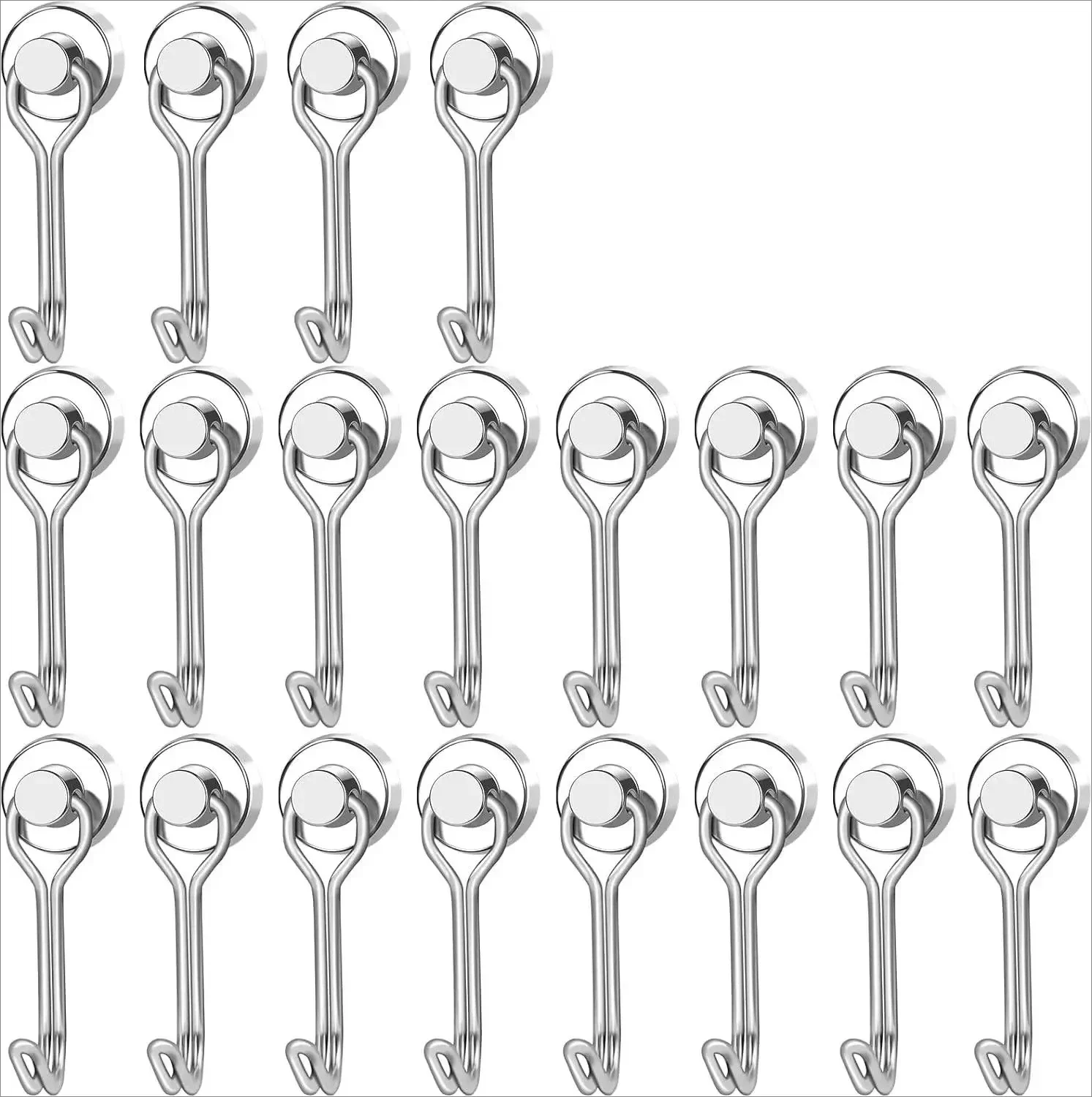 Heavy Duty Swivel Magnetic Hooks for Kitchen and Refrigerator - Black and Silver Finish