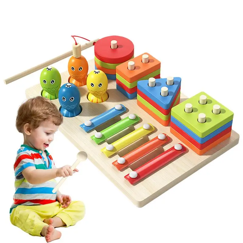 

Baby Stacking Toy Nesting Cups 3in1 Wooden ShapeColorful Learning Activity Block Puzzle Early Education Learning Stacking Tower