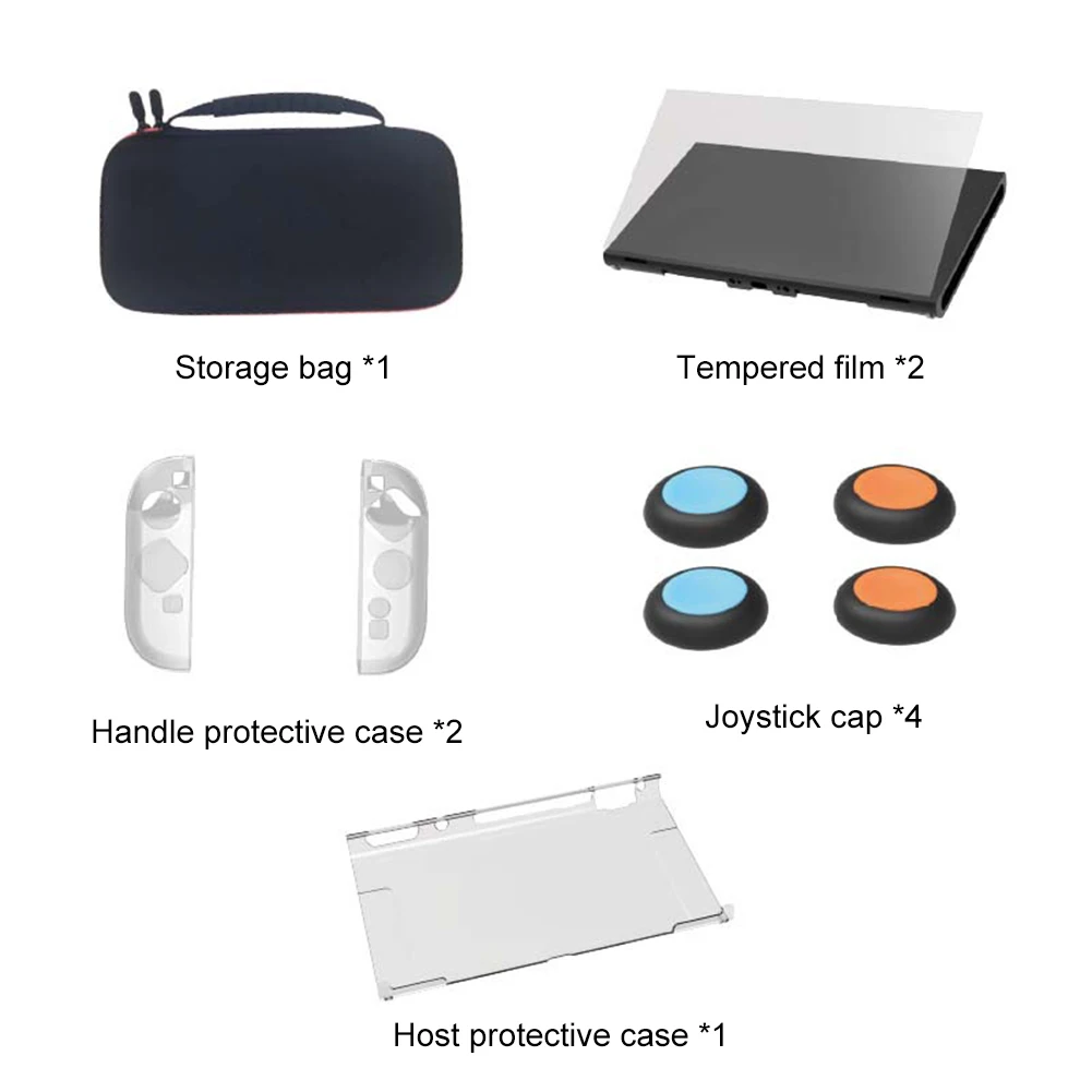 Carrying Case with Tempered Glass PC Case & Grip Cover Travel Carrying Bag 10 in 1 Accessories Set for Nintendo Switch2