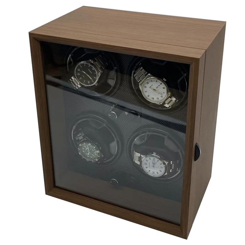 FRUCASE Wooden Watch Winder watch winder watch display case For Automatic Watches 4 Rolex Box Jewelry Display Collector Storage Wood grain with light
