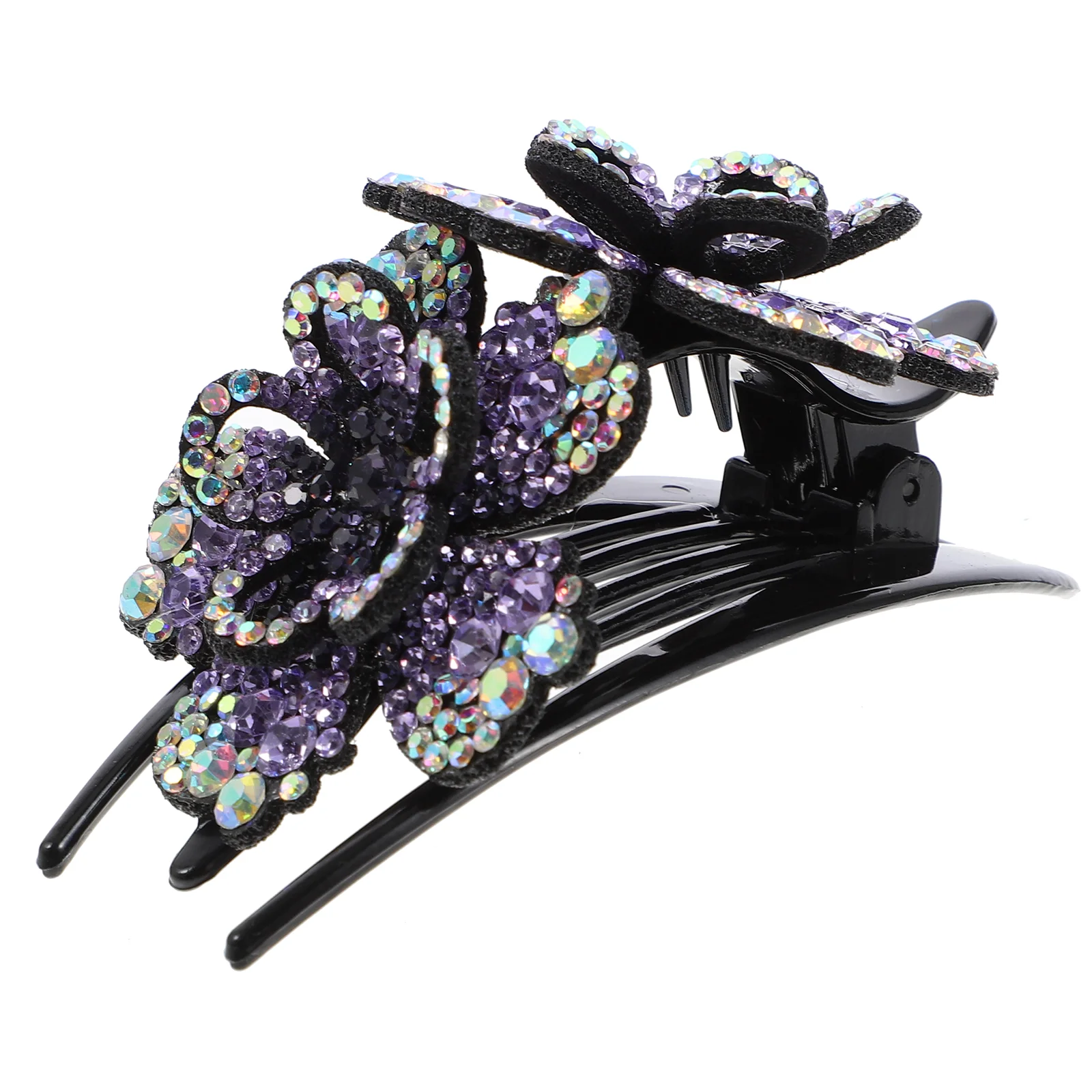 

Ponytail Bun Hair Clip Shiny Crystal Flower Barrette Hairpin Back Hair Barrette