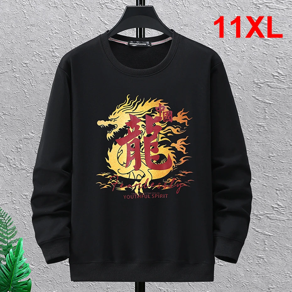 

2024 New Year's Sweatshirt Men Chinese Dragon Year Sweatshirts Plus Size 11XL Dragon Pullover Male 2024 Sweatshirt Big Size 11XL