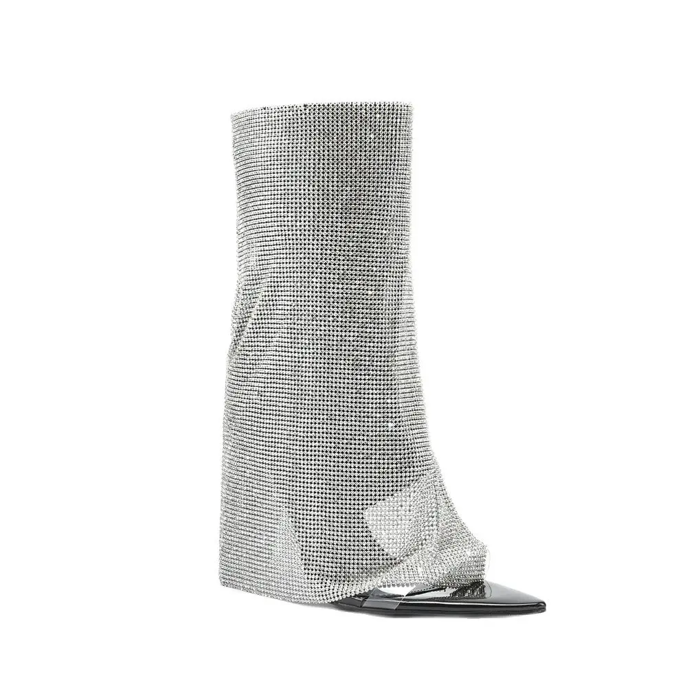 

2023 Spring/Autumn New Style Women's High Stiletto Heel Pointed Toe Side Zipper Cool Boots Fashion With Diamond/Rhinesto