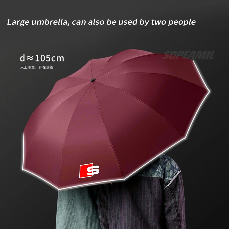 Audi Car Automatic Folding Led Light Umbrella Sun Protection Sunshade S Line S3 S4 S5 S6 S7 S8 SQ5 SQ7 RS3 RS4 RS5 RS6 RS7