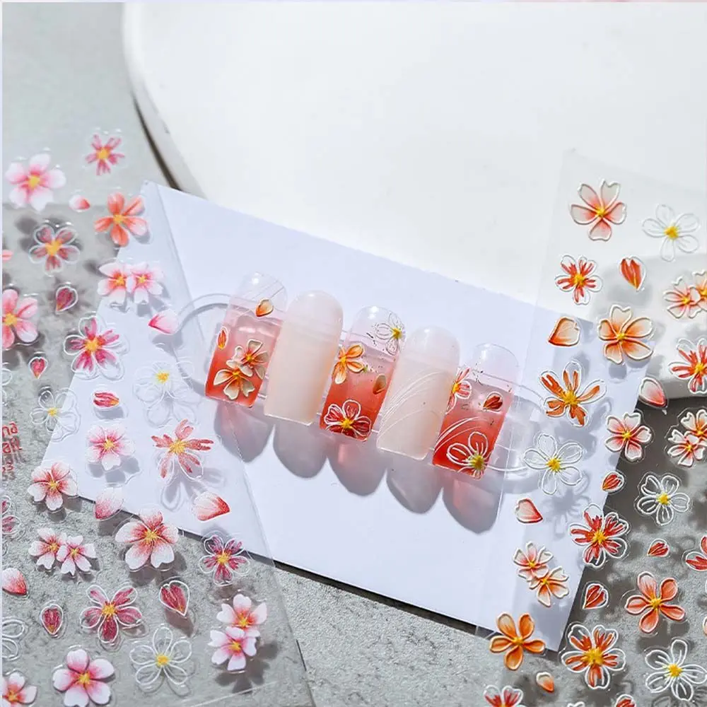 

Design Self Adhesive Transfer Water Decal Nail Art Decoration Cartoon Nail Decals 5D Engraved Nail Sticker Floral Nail Foils