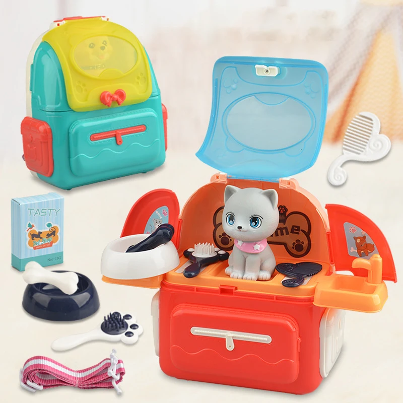 Children Pet Storage Backpack Household Toys Fun Medical Tools Cat Puppy Pet Table Space Bag Boys and Girls Toys Birthday Gift
