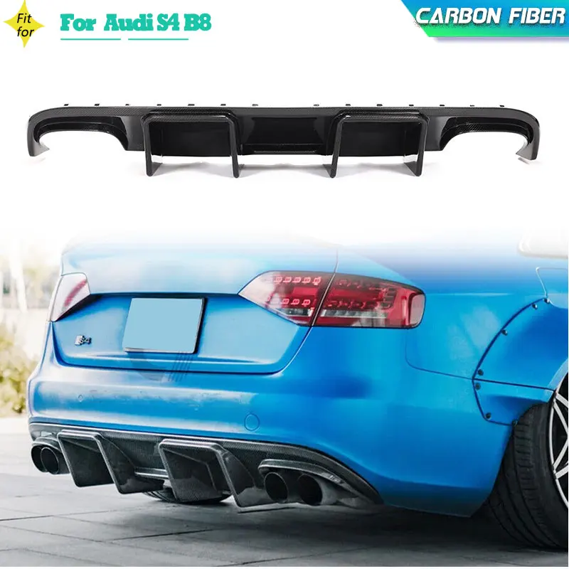 

Carbon Fiber Car Rear Bumper Diffuser Lip Spoiler for Audi S4 B8 Sedan 4-Door 2008-2012 Rear Diffuser Lip Apron Protector