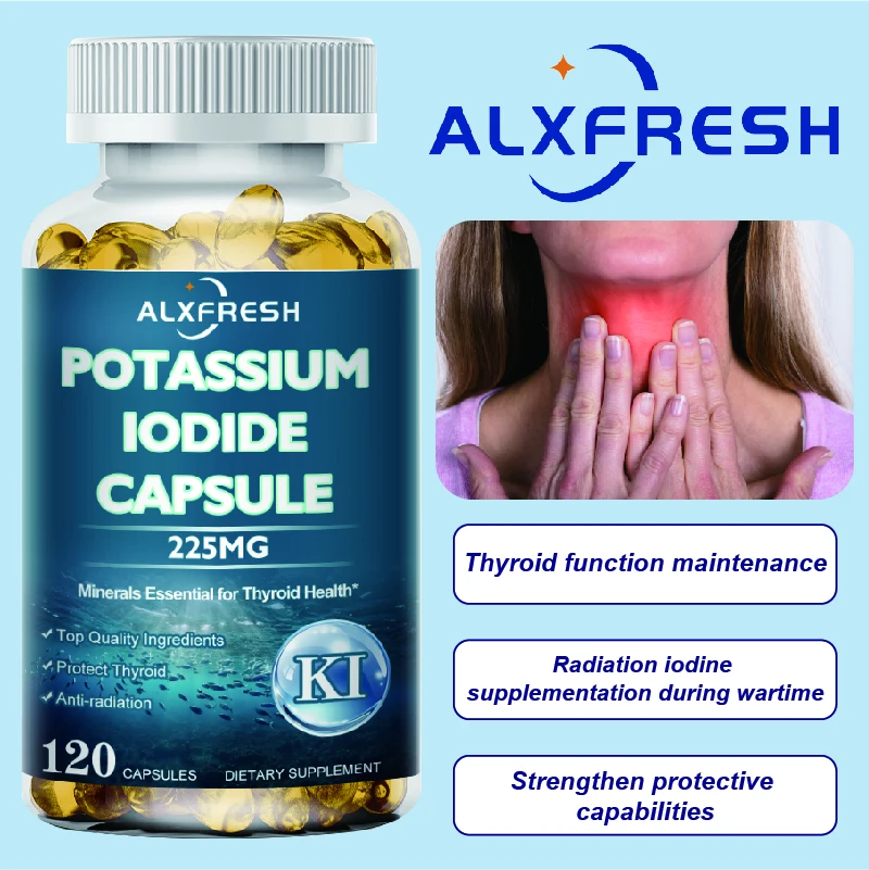 

Potassium Iodide Supplement 225 mg Dietary Thyroid Support Protectant KI Iodine Tablets Vitamin Optimum Potassium