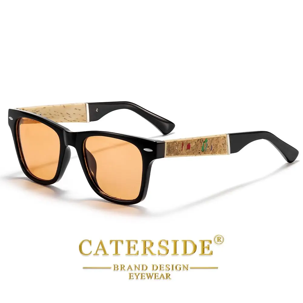 CATERSIDE Vintage Herren-Sonnenbrille mit polarisierten Gläsern und hochwertigem quadratischem Rahmendesign, dekorative Damenbrille für den Außenbereich – Detail 10