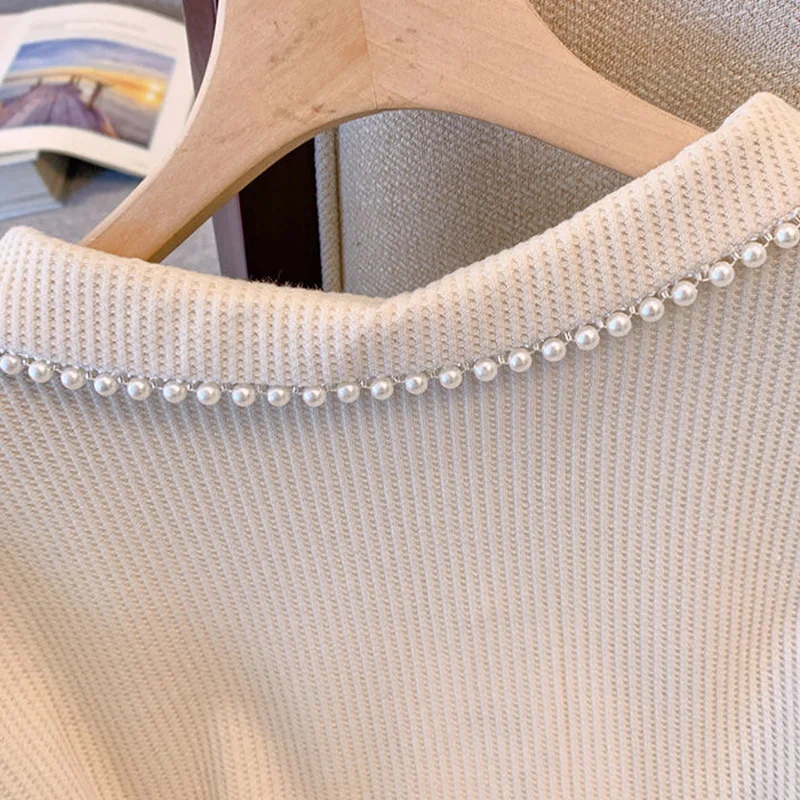 Large Size Doll Collar Nail Bead Short Sleeves T-shirt Summer New Casual Loose Slimming Versatile Tops Fashion Clothes for Women