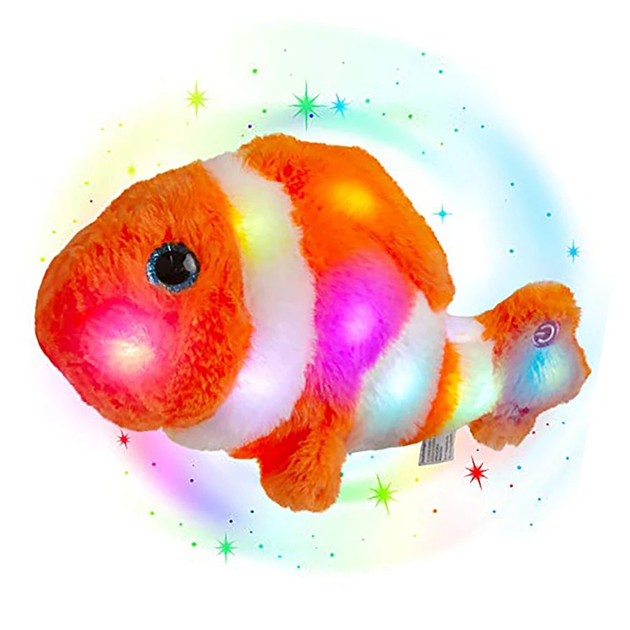 

33cm LED Stuffed Animals Orange Fish Light-up Soft Pillow Clownfish Doll Plush Toy with Night Lights Birthday for Girls Kids Toy
