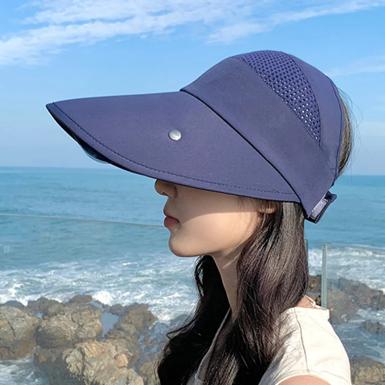 Gran oferta de sombrero de verano para mujer, con gafas de sol, de 13 cm, de ala grande, transpirable, para exteriores, con parte superior vacía, con cinta mágica ajustable, para viajes y playa_voghion.com