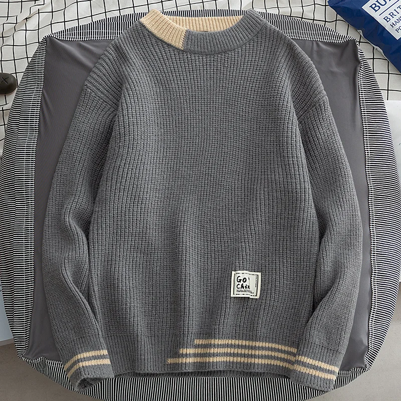 

Harajuku All-match Knit Jumper Winter Streetwear High Quality Men Japanese O-neck Sweater Male Fashion Big Size Knitted Sweater