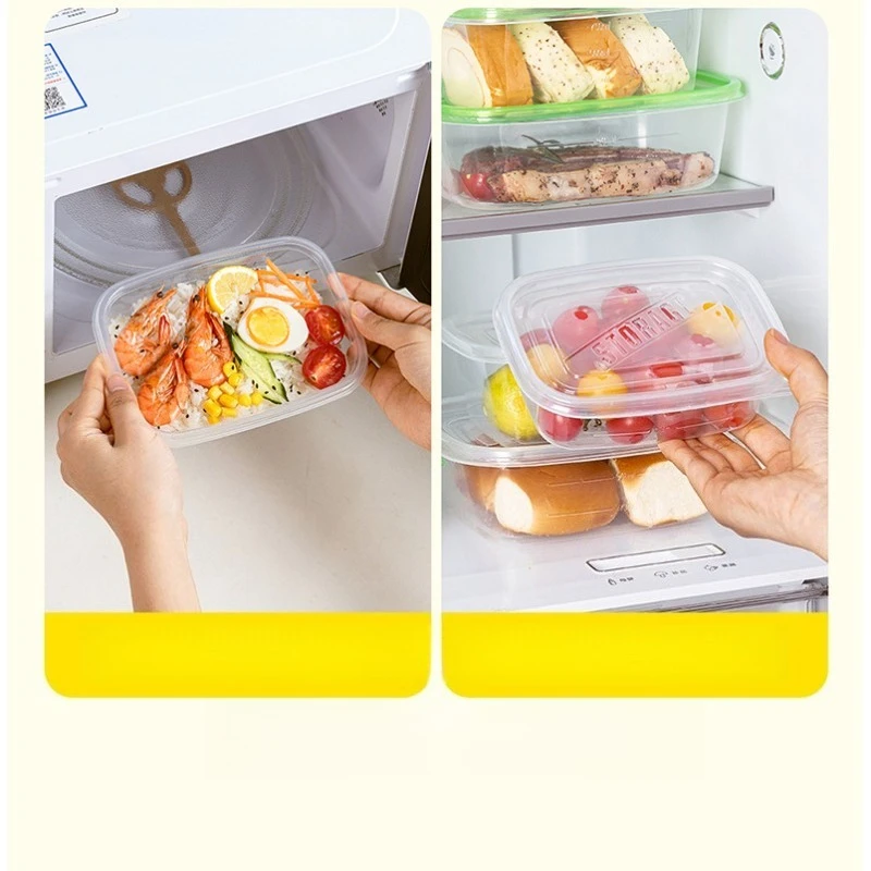 Disposable Food Grade Covered Fresh-keeping Box with Microwave Function Square Storage Box Frozen Vegetable Takeaway Packaging