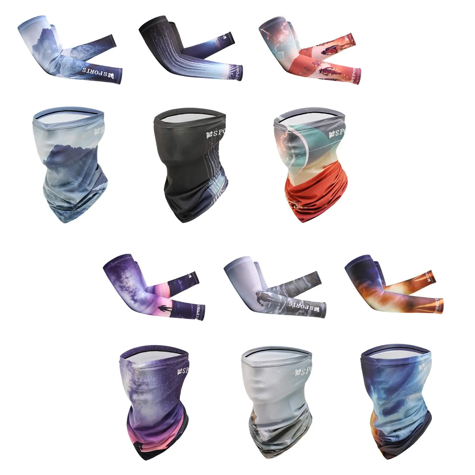 Arm Sleeves Neck Gaiter Sun Protection for Summer Face Cover Arm Sleeves Neck Gaiter Sun Protection for Summer Face Cover