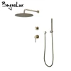 Gunmetal Shower Faucet Embed Box Wall Mounted  8-16 Inch Rain Head Hot &Cold Shower Tap Handheld 2 Ways Ceiling Arm Bathroom Sys 2