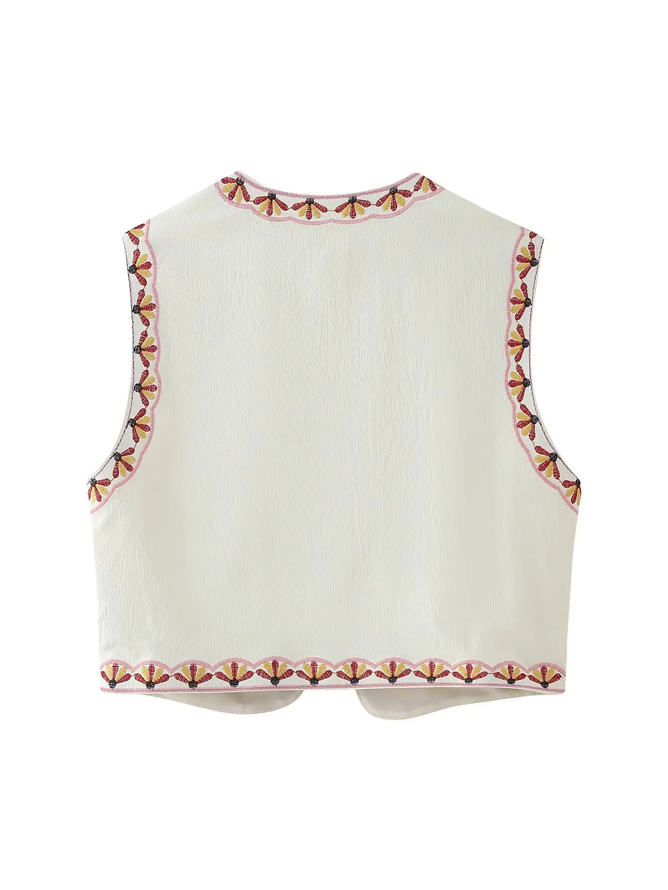 Zevity Women National Style Sleeveless Position Floral Embroidery Short Vest Jacket Ladies Casual Crop WaistCoat Tops CT4110 4