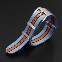 Deluxe One - Piece Nylon Retro Sports Watch Strap - 20mm (Blue orange)