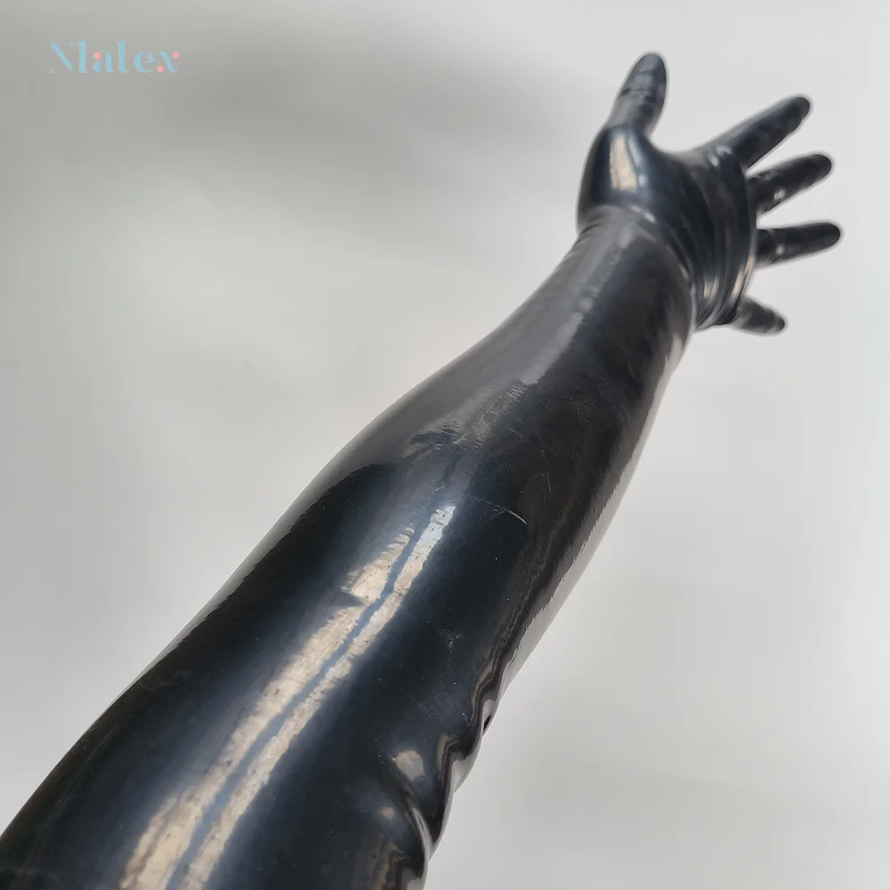 Classic Black 3D Seamless Latex Men's Gloves for Gym/Nightclub/Multi-Scene, Plus Size L-XL