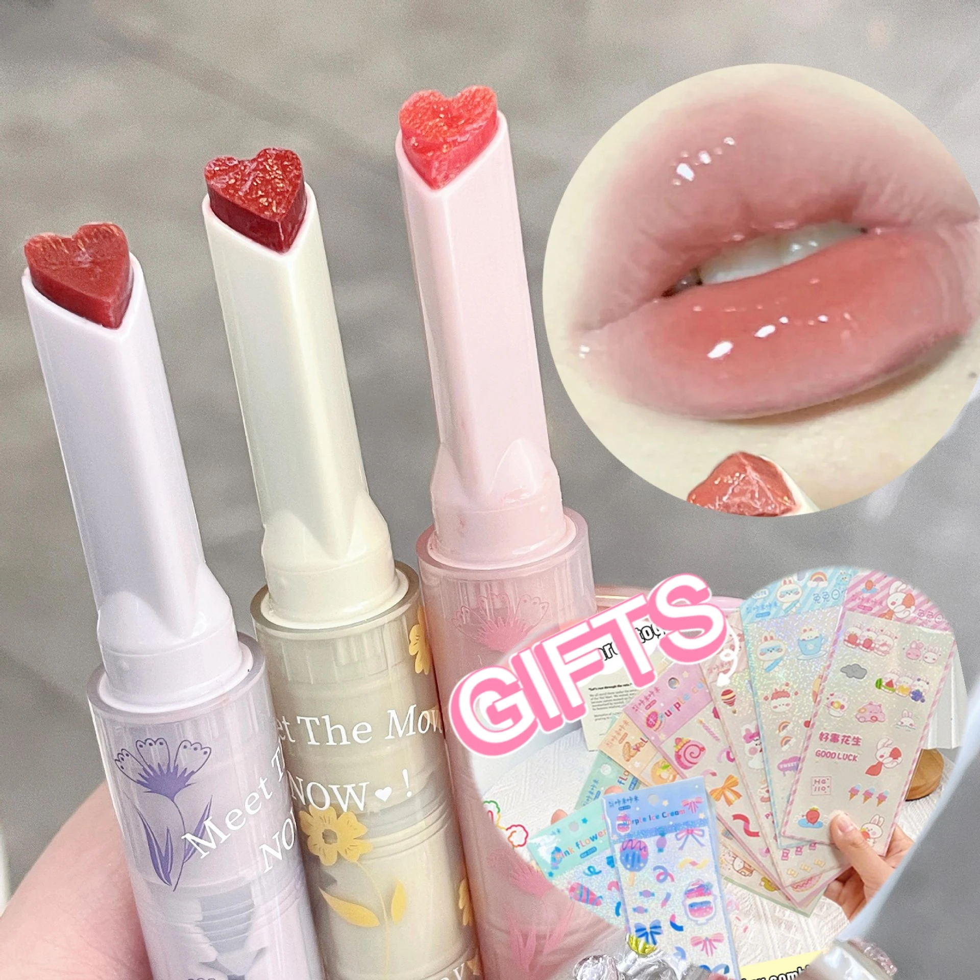 Florette – rouge à lèvres Transparent, glaçure à fleurs, gelée d'amour, miroir, tasse antiadhésive étanche, maquillage coréen Transparent, vente en gros_voghion.com