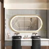 Large LED Oval Bathroom Mirror with Stepless Dimmable Lighted Vanity Mirror for Wall Mounted Vanity with Frame Anti-Fog Memory 3