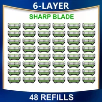 Lames de rasoir Green Color Upgrades à 6 couches, lames de rasoir en acier inoxydable allemand pour peaux sensibles, rasage précis et confortable 1